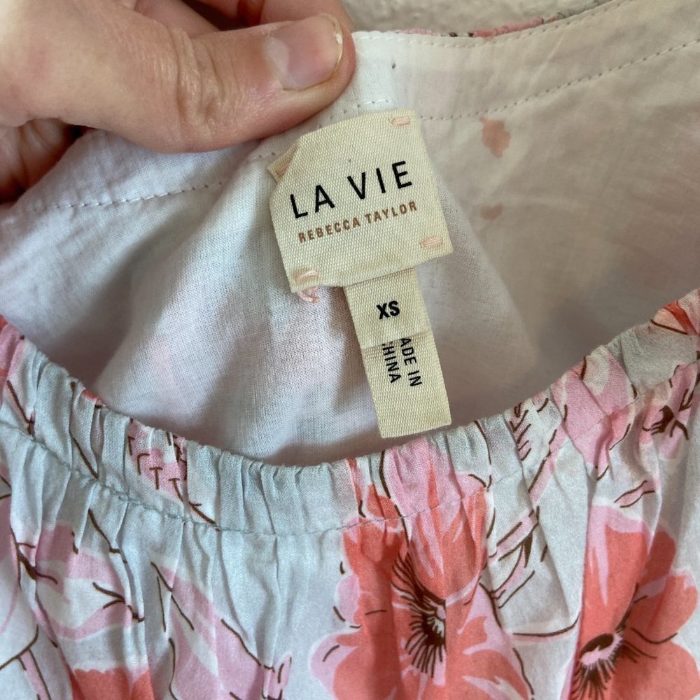 La Vie Rebecca Taylor Womens LOUISE Gray Pink Floral A Line Dress Size XS - Picture 8 of 10